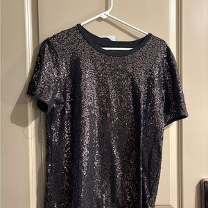 DKNY Black Sequin Blouse
